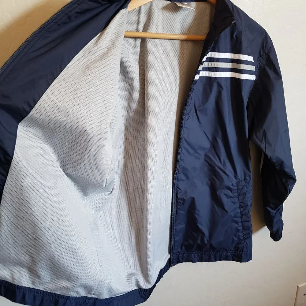 Adidas Kid's Vintage Y2K Windbreaker Jacket Mesh Lined Full Zip Blue Size Large